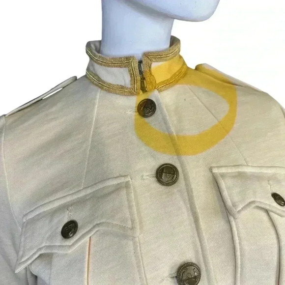 Denim & Supply Ralph Lauren Military Style Jacket cream With Gold Trim Pockets. - Picture 6 of 15